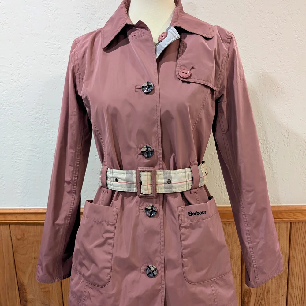 Barbour Women's Mauve Belted Jacket - Picture 1 of 6